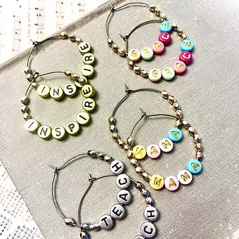 CUSTOM Word Earring Hoops